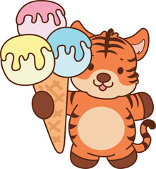 Illustrations of cute tiger character vector clip art for kids.