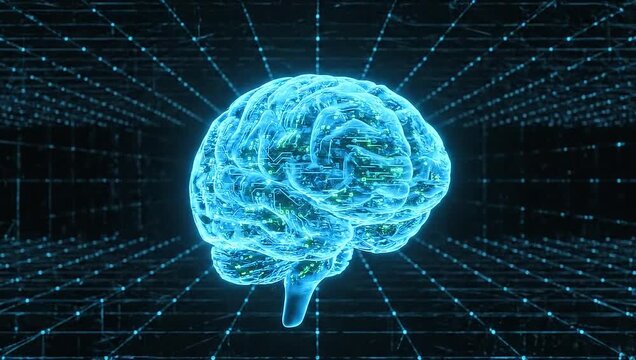 Title: Digital illustration of human brain with neural network
