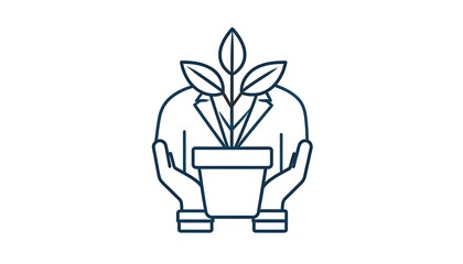 Hands holding a plant in pot