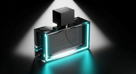 Obraz premium Rectangular Perfume Bottle Dark Mode Mockup