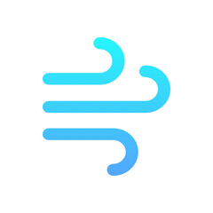 Abstract Teal and Blue Wind Icon on Black Background with Transparent Center Weather Element Design...