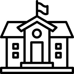 Black school building icon - outline