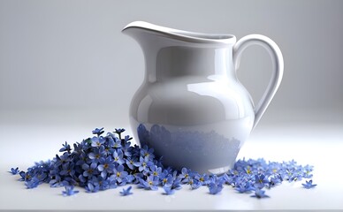 Blue flower pitcher, a beautiful piece showing elegance and simplicity