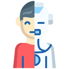 Humanoid Robot Realistic Flat Icon