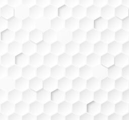 Hexagon white abstract background with soft light and shadow. Vector.