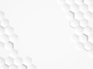 Hexagon white abstract background with soft light and shadow. Vector.