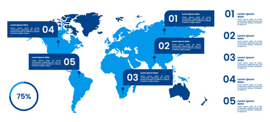 Detailed Infographic World Map with Data Visualization