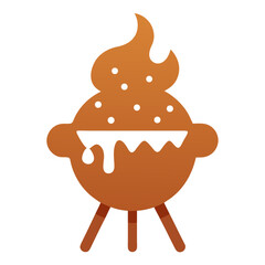 Stylized barbecue grill with dripping cheese and flames