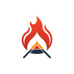 Stylized fire pit with flames logo design