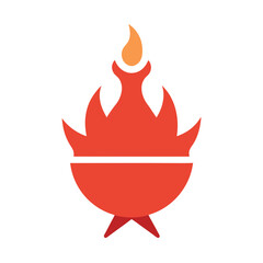 Stylized barbecue grill with flames icon