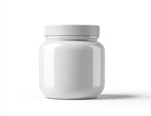 Plain White Plastic Jar with Lid on for Storage or Packaging