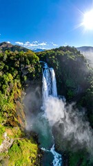 Majestic waterfall cascading