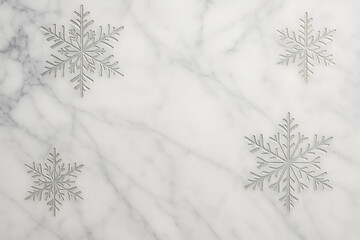 Marble snowflake engravings simple pattern, white background, winter, elegant, minimal, decorative, calm