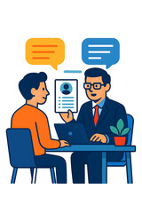 Job interview business meeting two men resume office cheerful communication professional discussion