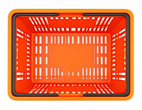 Orange Shopping Basket - A Top-Down View of Retail. - Powered by Adobe