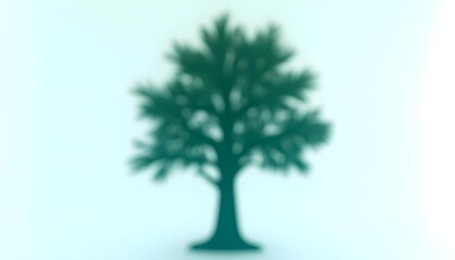 Out of Focus Green Tree Silhouette on Pale Background
