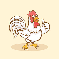 Charming hand drawn cartoon chicken illustration with vibrant colors
