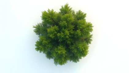 Fototapeta premium Green Bushy Plant Top View on White Background