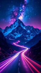 Mountain road at night