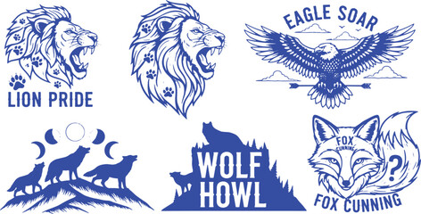 Naklejka premium Lion Eagle Wolf Fox Animal Pride Howl Cunning soar