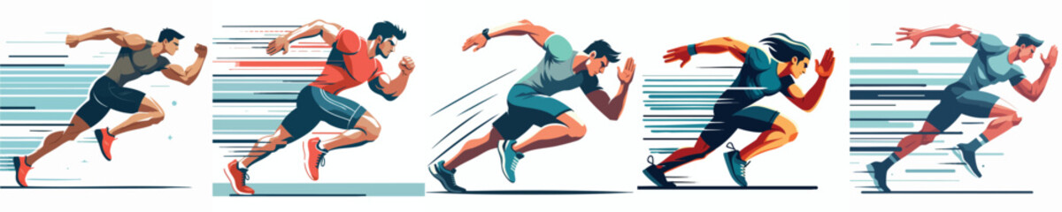 Running Athlete Sprint Vector Illustration Fitness Training Sport Concept