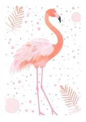 Naklejka premium Flamingo outdoors drawing animal.