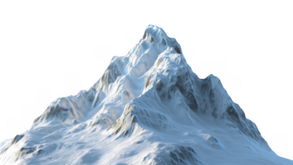 Snow blankets the sharp peaks of a towering mountain, created AI, PNG