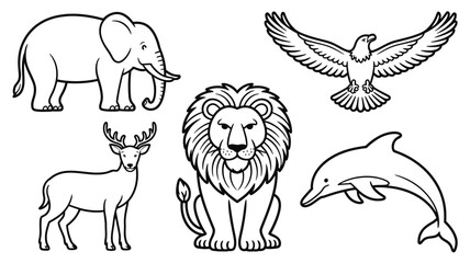 Obraz premium Tiger Design Illustration – Wild Animal Mascot in Tribal Art Style, Cartoon Silhouette of Mammal with Eyes Detail, Wildlife Symbol Concept Featuring Tiger, Dog, and Bear Elements for Logo or Tattoo