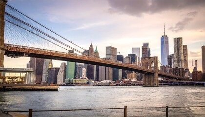 Fototapeta premium City skyline at sunset with bridge