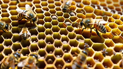 New Colony of Wild Bees Building on Beehive
