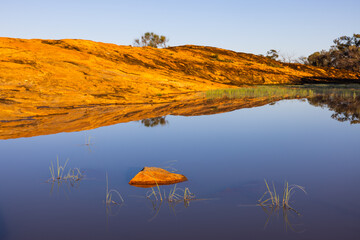 Reflections in a pond in the outback of the Murchison Region of Western Australia