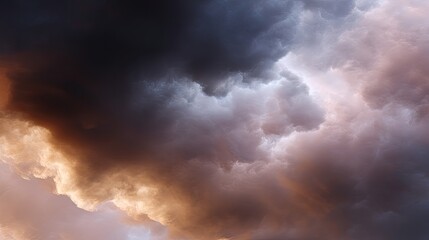 Obraz premium Majestic Cloud Formation Displaying a Blend of Colors and Textures in an Evening Sky