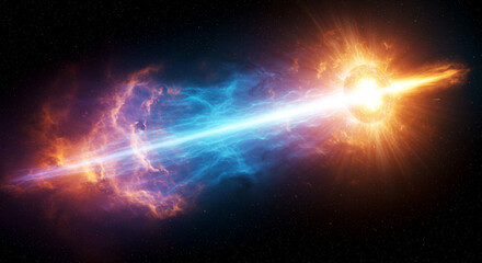 Pulsar glowing with beams in dramatic style