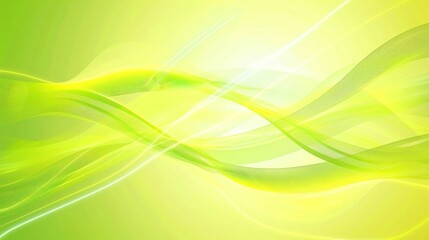 Fototapeta premium Abstract flowing green and yellow gradient wave lines on white background