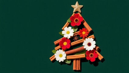Creative Cinnamon Stick Christmas Tree with Colorful Flowers