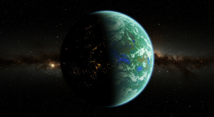Fototapeta premium Exoplanet glowing in deep cosmic lighting