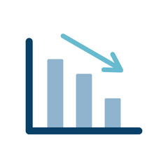 成績ダウンを示すビジネス向けグラフイラスト