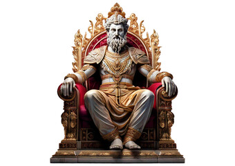 Fototapeta premium Statue of a person sitting on a throne, isolated on a transparent or white background.