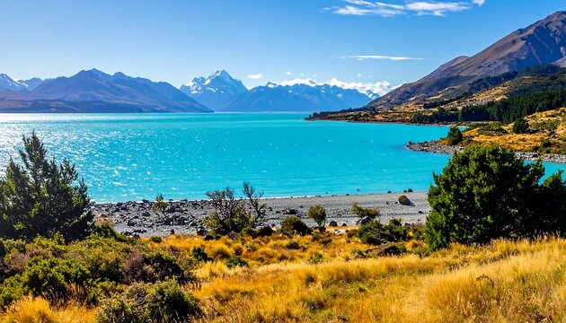 Scenic alpine lake view