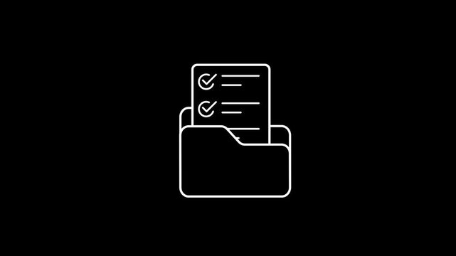 Folder with document icon on black background Keywords: folder, document, file, paper, information, data, storage, organization, filing, archive, office, business, icon, symbol, graphic, design