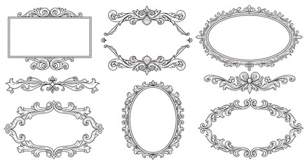 Elegant vintage frame collection ornate border designs in black and white