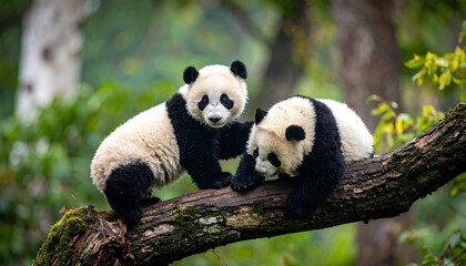 Two Pandas on a Branch.