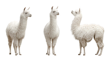 White llama side profile view isolated on transparent background