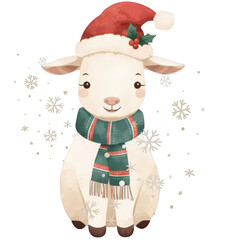 goat claus with christmas tree