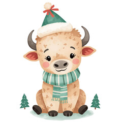 Bison with a christmas tree