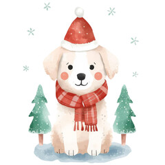 dog with a christmas tree