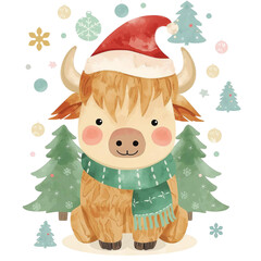 Bison with a christmas tree