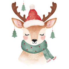 reindeer with santa hat