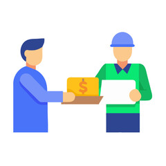 Obraz premium Cartoon illustration showing payment in exchange for document