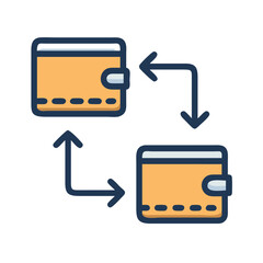 Wallet transaction icon showing exchange of monetary funds